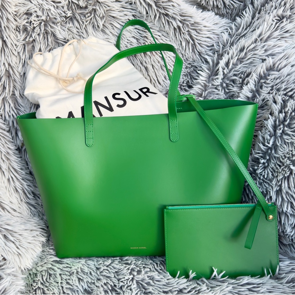 Mansur Gavriel Vegan Apple Large Tote Set- Green